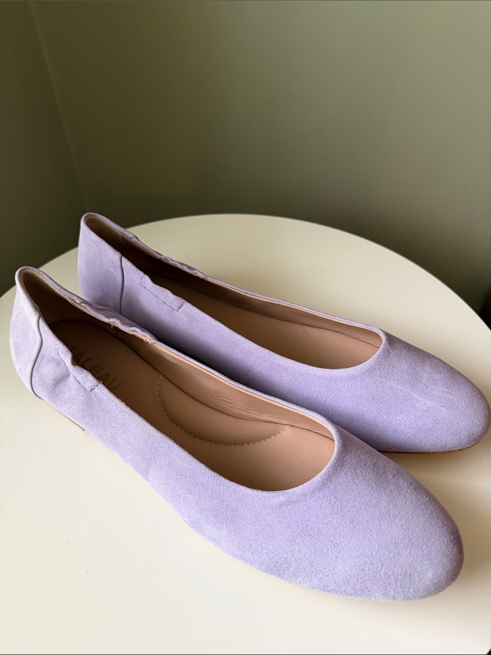 ITALEAU Lavender Suede Round Toe Ballet Flats Size 44 Handmade in Italy Like New